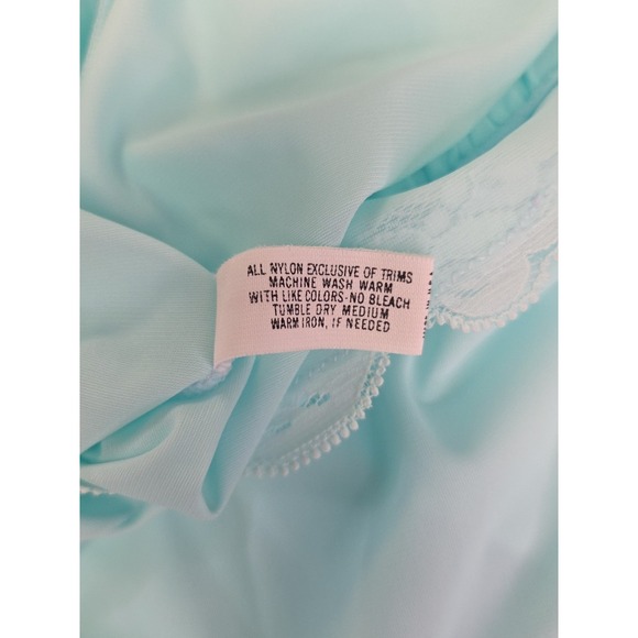 Vtg NWT! 1980's Shadowline Seafoam Green Nylon Babydoll Nightgown & Robe Set S - Picture 14 of 16